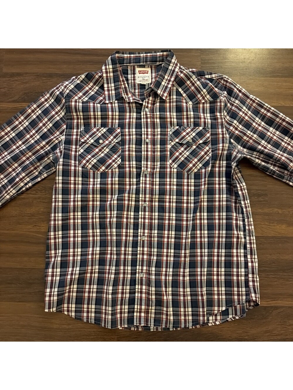 Levis Pearl Snap Western Shirt Mens XL multi Color Plaid Long Sleeve modern fit